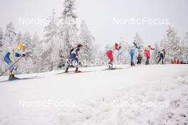 27.11.2022, Ruka, Finland (FIN): Maja Dahlqvist (SWE), Rosie Brennan (USA), Heidi Weng (NOR), Krista Parmakoski (FIN), (l-r)  - FIS world cup cross-country, pursuit, Ruka (FIN). www.nordicfocus.com. © Modica/NordicFocus. Every downloaded picture is fee-liable.