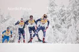 27.11.2022, Ruka, Finland (FIN): Julia Kern (USA), Alayna Sonnesyn (USA), Sophia Laukli (USA), (l-r)  - FIS world cup cross-country, pursuit, Ruka (FIN). www.nordicfocus.com. © Modica/NordicFocus. Every downloaded picture is fee-liable.