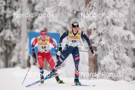 27.11.2022, Ruka, Finland (FIN): Ingvild Flugstad Oestberg (NOR), Jessie Diggins (USA), (l-r)  - FIS world cup cross-country, pursuit, Ruka (FIN). www.nordicfocus.com. © Modica/NordicFocus. Every downloaded picture is fee-liable.
