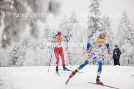 27.11.2022, Ruka, Finland (FIN): Nadine Faehndrich (SUI), Emma Ribom (SWE), (l-r)  - FIS world cup cross-country, pursuit, Ruka (FIN). www.nordicfocus.com. © Modica/NordicFocus. Every downloaded picture is fee-liable.