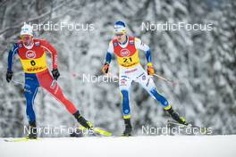 02.12.2022, Lillehammer, Norway (NOR): Arnaud Chautemps (FRA), Simon Andersson (SWE), (l-r)  - FIS world cup cross-country, 10km, Lillehammer (NOR). www.nordicfocus.com. © Modica/NordicFocus. Every downloaded picture is fee-liable.