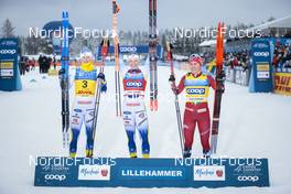 03.12.2022, Lillehammer, Norway (NOR): Maja Dahlqvist (SWE), Emma Ribom (SWE), Tiril Udnes Weng (NOR), (l-r) - FIS world cup cross-country, individual sprint, Lillehammer (NOR). www.nordicfocus.com. © Modica/NordicFocus. Every downloaded picture is fee-liable.