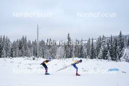 04.12.2022, Lillehammer, Norway (NOR): Olzhas Klimin (KAZ), Hugo Lapalus (FRA), (l-r)  - FIS world cup cross-country, mass, Lillehammer (NOR). www.nordicfocus.com. © Thibaut/NordicFocus. Every downloaded picture is fee-liable.