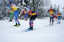 04.12.2022, Lillehammer, Norway (NOR): Juuso Haarala (FIN), Olzhas Klimin (KAZ), Davide Graz (ITA), (l-r)  - FIS world cup cross-country, mass, Lillehammer (NOR). www.nordicfocus.com. © Thibaut/NordicFocus. Every downloaded picture is fee-liable.
