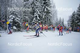 04.12.2022, Lillehammer, Norway (NOR): Julia Kern (USA), Katherine Stewart-Jones (CAN), Sophia Laukli (USA), Julie Bjervig Drivenes (NOR), (l-r)  - FIS world cup cross-country, mass, Lillehammer (NOR). www.nordicfocus.com. © Thibaut/NordicFocus. Every downloaded picture is fee-liable.