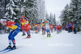 04.12.2022, Lillehammer, Norway (NOR): Martin Loewstroem Nyenget (NOR), Paal Golberg (NOR), Mattis Stenshagen (NOR), William Poromaa (SWE), (l-r)  - FIS world cup cross-country, mass, Lillehammer (NOR). www.nordicfocus.com. © Thibaut/NordicFocus. Every downloaded picture is fee-liable.