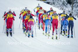 04.12.2022, Lillehammer, Norway (NOR): Anne Kjersti Kalvaa (NOR), Masako Ishida (JPN), Teresa Stadlober (AUT), Jessie Diggins (USA), (l-r)  - FIS world cup cross-country, mass, Lillehammer (NOR). www.nordicfocus.com. © Thibaut/NordicFocus. Every downloaded picture is fee-liable.