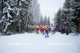 04.12.2022, Lillehammer, Norway (NOR): Martin Loewstroem Nyenget (NOR), Paal Golberg (NOR), Andrew Musgrave (GBR), William Poromaa (SWE), (l-r)  - FIS world cup cross-country, mass, Lillehammer (NOR). www.nordicfocus.com. © Thibaut/NordicFocus. Every downloaded picture is fee-liable.