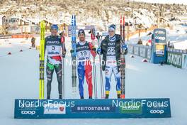 09.12.2022, Beitostolen, Norway (NOR): Simone Mocellini (ITA), Richard Jouve (FRA), Calle Halfvarsson (SWE), (l-r)  - FIS world cup cross-country, individual sprint, Beitostolen (NOR). www.nordicfocus.com. © Modica/NordicFocus. Every downloaded picture is fee-liable.