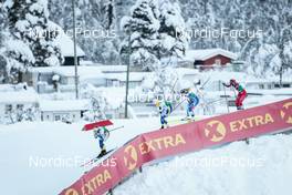 09.12.2022, Beitostolen, Norway (NOR): Jessie Diggins (USA), Johanna Hagstroem (SWE), Maja Dahlqvist (SWE), Jasmi Joensuu (FIN), Anna Svendsen (NOR), (l-r)  - FIS world cup cross-country, individual sprint, Beitostolen (NOR). www.nordicfocus.com. © Modica/NordicFocus. Every downloaded picture is fee-liable.