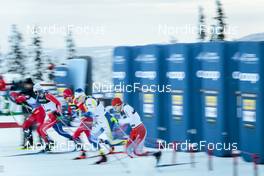 09.12.2022, Beitostolen, Norway (NOR): Jules Chappaz (FRA), Paal Golberg (NOR), Even Northug (NOR), Edvin Anger (SWE), Erik Valnes (NOR), Erwan Kaeser (SUI), (l-r)  - FIS world cup cross-country, individual sprint, Beitostolen (NOR). www.nordicfocus.com. © Modica/NordicFocus. Every downloaded picture is fee-liable.