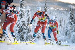 11.12.2022, Beitostolen, Norway (NOR): Silje Theodorsen (NOR), Flora Dolci (FRA), (l-r)  - FIS world cup cross-country, mixed relay, Beitostolen (NOR). www.nordicfocus.com. © Modica/NordicFocus. Every downloaded picture is fee-liable.
