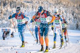 11.12.2022, Beitostolen, Norway (NOR): Markus Vuorela (FIN), Mikael Gunnulfsen (NOR), William Poromaa (SWE), (l-r)  - FIS world cup cross-country, mixed relay, Beitostolen (NOR). www.nordicfocus.com. © Modica/NordicFocus. Every downloaded picture is fee-liable.