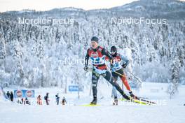 11.12.2022, Beitostolen, Norway (NOR): Davide Graz (ITA), Olivier Leveille (CAN), (l-r)  - FIS world cup cross-country, mixed relay, Beitostolen (NOR). www.nordicfocus.com. © Modica/NordicFocus. Every downloaded picture is fee-liable.