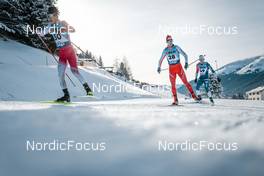 18.12.2022, Davos, Switzerland (SUI): Naoto Baba (JPN), Cyril Faehndrich (SUI), James Clugnet (GBR), (l-r)  - FIS world cup cross-country, 20km, Davos (SUI). www.nordicfocus.com. © Modica/NordicFocus. Every downloaded picture is fee-liable.