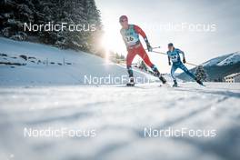 18.12.2022, Davos, Switzerland (SUI): Henrik Doennestad (NOR), Remi Lindholm (FIN), (l-r)  - FIS world cup cross-country, 20km, Davos (SUI). www.nordicfocus.com. © Modica/NordicFocus. Every downloaded picture is fee-liable.