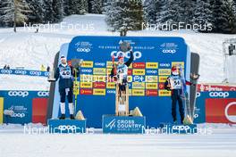 18.12.2022, Davos, Switzerland (SUI): Hans Christer Holund (NOR), Simen Hegstad Krueger (NOR), Sjur Roethe (NOR), (l-r) - FIS world cup cross-country, 20km, Davos (SUI). www.nordicfocus.com. © Modica/NordicFocus. Every downloaded picture is fee-liable.