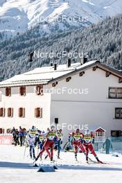 17.12.2022, Davos, Switzerland (SUI): Jenny Solin (SWE), Nadine Faehndrich (SUI), Maaret Pajunoja (FIN), Hanne Wilberg Rofstad (NOR), Lotta Udnes Weng (NOR), (l-r)  - FIS world cup cross-country, individual sprint, Davos (SUI). www.nordicfocus.com. © Modica/NordicFocus. Every downloaded picture is fee-liable.
