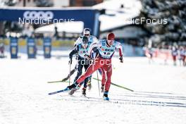 17.12.2022, Davos, Switzerland (SUI): Ben Ogden (USA), Roman Schaad (SUI), (l-r)  - FIS world cup cross-country, individual sprint, Davos (SUI). www.nordicfocus.com. © Modica/NordicFocus. Every downloaded picture is fee-liable.