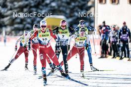 17.12.2022, Davos, Switzerland (SUI): Alina Meier (SUI), Ane Appelkvist Stenseth (NOR), Laura Gimmler (GER), Lea Fischer (SUI), (l-r)  - FIS world cup cross-country, individual sprint, Davos (SUI). www.nordicfocus.com. © Modica/NordicFocus. Every downloaded picture is fee-liable.