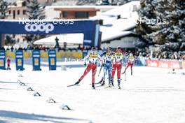 17.12.2022, Davos, Switzerland (SUI): Nadine Faehndrich (SUI), Maaret Pajunoja (FIN), Hanne Wilberg Rofstad (NOR), (l-r)  - FIS world cup cross-country, individual sprint, Davos (SUI). www.nordicfocus.com. © Modica/NordicFocus. Every downloaded picture is fee-liable.