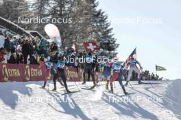 17.12.2022, Davos, Switzerland (SUI): Renaud Jay (FRA), Davide Graz (ITA), Ben Ogden (USA), Richard Jouve (FRA), Roman Schaad (SUI), (l-r)  - FIS world cup cross-country, individual sprint, Davos (SUI). www.nordicfocus.com. © Modica/NordicFocus. Every downloaded picture is fee-liable.