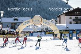 17.12.2022, Davos, Switzerland (SUI): Ane Appelkvist Stenseth (NOR), Hanne Wilberg Rofstad (NOR), Nadine Faehndrich (SUI), Laura Gimmler (GER), Krista Parmakoski (FIN), Julie Myhre (NOR), (l-r)  - FIS world cup cross-country, individual sprint, Davos (SUI). www.nordicfocus.com. © Modica/NordicFocus. Every downloaded picture is fee-liable.