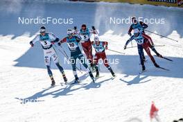 17.12.2022, Davos, Switzerland (SUI): Edvin Anger (SWE), James Clugnet (GBR), Janik Riebli (SUI), Sindre Bjoernestad Skar (NOR), Renaud Jay (FRA), Simen Myhre (NOR), (l-r)  - FIS world cup cross-country, individual sprint, Davos (SUI). www.nordicfocus.com. © Modica/NordicFocus. Every downloaded picture is fee-liable.