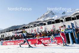 17.12.2022, Davos, Switzerland (SUI): Jessie Diggins (USA), Tiril Udnes Weng (NOR), Johanna Hagstroem (SWE), Nadine Faehndrich (SUI), (l-r)  - FIS world cup cross-country, individual sprint, Davos (SUI). www.nordicfocus.com. © Modica/NordicFocus. Every downloaded picture is fee-liable.