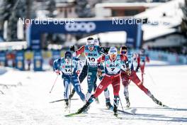 17.12.2022, Davos, Switzerland (SUI): Lauri Vuorinen (FIN), James Clugnet (GBR), Sindre Bjoernestad Skar (NOR), (l-r)  - FIS world cup cross-country, individual sprint, Davos (SUI). www.nordicfocus.com. © Modica/NordicFocus. Every downloaded picture is fee-liable.