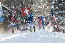 17.12.2022, Davos, Switzerland (SUI): Ben Ogden (USA), Johan Haeggstroem (SWE), Renaud Jay (FRA), (l-r)  - FIS world cup cross-country, individual sprint, Davos (SUI). www.nordicfocus.com. © Modica/NordicFocus. Every downloaded picture is fee-liable.