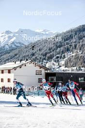 17.12.2022, Davos, Switzerland (SUI): James Clugnet (GBR), Sindre Bjoernestad Skar (NOR), Lukas Mrkonjic (AUT), Arnaud Chautemps (FRA), (l-r)  - FIS world cup cross-country, individual sprint, Davos (SUI). www.nordicfocus.com. © Modica/NordicFocus. Every downloaded picture is fee-liable.