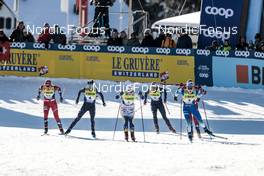 17.12.2022, Davos, Switzerland (SUI): Mathilde Myhrvold (NOR), Jessie Diggins (USA), Johanna Hagstroem (SWE), Julia Kern (USA), Eva Urevc (SLO), (l-r)  - FIS world cup cross-country, individual sprint, Davos (SUI). www.nordicfocus.com. © Modica/NordicFocus. Every downloaded picture is fee-liable.