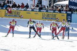 17.12.2022, Davos, Switzerland (SUI): Hanne Wilberg Rofstad (NOR), Laura Gimmler (GER), Julie Myhre (NOR), Ane Appelkvist Stenseth (NOR), Nadine Faehndrich (SUI), Krista Parmakoski (FIN), (l-r)  - FIS world cup cross-country, individual sprint, Davos (SUI). www.nordicfocus.com. © Modica/NordicFocus. Every downloaded picture is fee-liable.