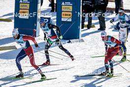 17.12.2022, Davos, Switzerland (SUI): Lucas Chanavat (FRA), Federico Pellegrino (ITA), Johannes Hoesflot Klaebo (NOR), (l-r)  - FIS world cup cross-country, individual sprint, Davos (SUI). www.nordicfocus.com. © Modica/NordicFocus. Every downloaded picture is fee-liable.
