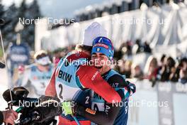 17.12.2022, Davos, Switzerland (SUI): Johannes Hoesflot Klaebo (NOR), Federico Pellegrino (ITA), (l-r)  - FIS world cup cross-country, individual sprint, Davos (SUI). www.nordicfocus.com. © Modica/NordicFocus. Every downloaded picture is fee-liable.