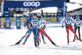 17.12.2022, Davos, Switzerland (SUI): Verneri Suhonen (FIN), Cyril Faehndrich (SUI), Mikael Abram (ITA), (l-r)  - FIS world cup cross-country, individual sprint, Davos (SUI). www.nordicfocus.com. © Modica/NordicFocus. Every downloaded picture is fee-liable.