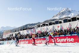 17.12.2022, Davos, Switzerland (SUI): Jessie Diggins (USA), Tiril Udnes Weng (NOR), Nadine Faehndrich (SUI), (l-r)  - FIS world cup cross-country, individual sprint, Davos (SUI). www.nordicfocus.com. © Modica/NordicFocus. Every downloaded picture is fee-liable.