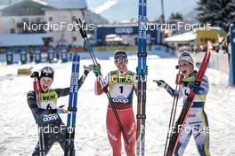 17.12.2022, Davos, Switzerland (SUI): Jessie Diggins (USA), Nadine Faehndrich (SUI), Johanna Hagstroem (SWE), (l-r)  - FIS world cup cross-country, individual sprint, Davos (SUI). www.nordicfocus.com. © Modica/NordicFocus. Every downloaded picture is fee-liable.