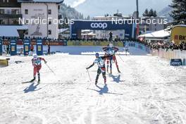 17.12.2022, Davos, Switzerland (SUI): Johannes Hoesflot Klaebo (NOR), Federico Pellegrino (ITA), Lucas Chanavat (FRA), (l-r)  - FIS world cup cross-country, individual sprint, Davos (SUI). www.nordicfocus.com. © Modica/NordicFocus. Every downloaded picture is fee-liable.