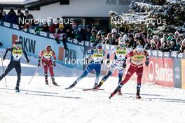 17.12.2022, Davos, Switzerland (SUI): Jessie Diggins (USA), Mathilde Myhrvold (NOR), Eva Urevc (SLO), Johanna Hagstroem (SWE), Tiril Udnes Weng (NOR), (l-r)  - FIS world cup cross-country, individual sprint, Davos (SUI). www.nordicfocus.com. © Modica/NordicFocus. Every downloaded picture is fee-liable.