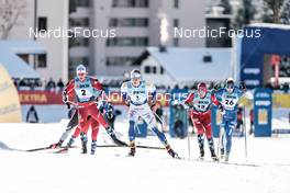 17.12.2022, Davos, Switzerland (SUI): Johannes Hoesflot Klaebo (NOR), Edvin Anger (SWE), Even Northug (NOR), Joni Maki (FIN), (l-r)  - FIS world cup cross-country, individual sprint, Davos (SUI). www.nordicfocus.com. © Modica/NordicFocus. Every downloaded picture is fee-liable.
