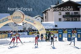 17.12.2022, Davos, Switzerland (SUI): Ane Appelkvist Stenseth (NOR), Hanne Wilberg Rofstad (NOR), Nadine Faehndrich (SUI), Laura Gimmler (GER), Krista Parmakoski (FIN), (l-r)  - FIS world cup cross-country, individual sprint, Davos (SUI). www.nordicfocus.com. © Modica/NordicFocus. Every downloaded picture is fee-liable.
