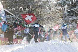 17.12.2022, Davos, Switzerland (SUI): Davide Graz (ITA), Ben Ogden (USA), Johan Haeggstroem (SWE), (l-r)  - FIS world cup cross-country, individual sprint, Davos (SUI). www.nordicfocus.com. © Modica/NordicFocus. Every downloaded picture is fee-liable.