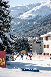 17.12.2022, Davos, Switzerland (SUI): Simen Myhre (NOR), Niilo Moilanen (FIN), Cyril Faehndrich (SUI), Janik Riebli (SUI), (l-r)  - FIS world cup cross-country, individual sprint, Davos (SUI). www.nordicfocus.com. © Modica/NordicFocus. Every downloaded picture is fee-liable.
