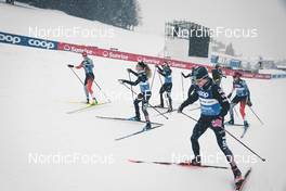 16.12.2022, Davos, Switzerland (SUI): Dahria Beatty (CAN), Jessie Diggins (USA), Julia Kern (USA), (l-r)  - FIS world cup cross-country, training, Davos (SUI). www.nordicfocus.com. © Modica/NordicFocus. Every downloaded picture is fee-liable.