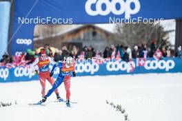 31.12.2022, Val Mustair, Switzerland (SUI): Valerio Grond (SUI), Richard Jouve (FRA), (l-r)  - FIS world cup cross-country, tour de ski, individual sprint, Val Mustair (SUI). www.nordicfocus.com. © Modica/NordicFocus. Every downloaded picture is fee-liable.
