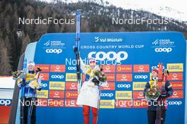 31.12.2022, Val Mustair, Switzerland (SUI): Maja Dahlqvist (SWE), Nadine Faehndrich (SUI), Lotta Udnes Weng (NOR), (l-r)  - FIS world cup cross-country, tour de ski, individual sprint, Val Mustair (SUI). www.nordicfocus.com. © Modica/NordicFocus. Every downloaded picture is fee-liable.
