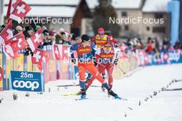 31.12.2022, Val Mustair, Switzerland (SUI): Michal Novak (CZE), Janik Riebli (SUI), (l-r)  - FIS world cup cross-country, tour de ski, individual sprint, Val Mustair (SUI). www.nordicfocus.com. © Modica/NordicFocus. Every downloaded picture is fee-liable.