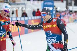31.12.2022, Val Mustair, Switzerland (SUI): Johannes Hoesflot Klaebo (NOR), Federico Pellegrino (ITA), (l-r)  - FIS world cup cross-country, tour de ski, individual sprint, Val Mustair (SUI). www.nordicfocus.com. © Modica/NordicFocus. Every downloaded picture is fee-liable.